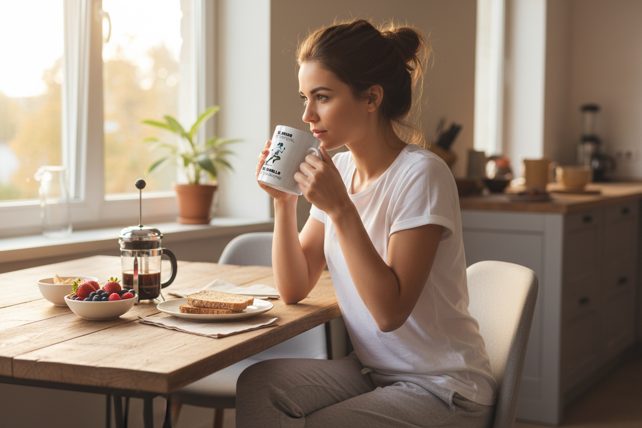 Lifestyle taza runner desayuno en casa